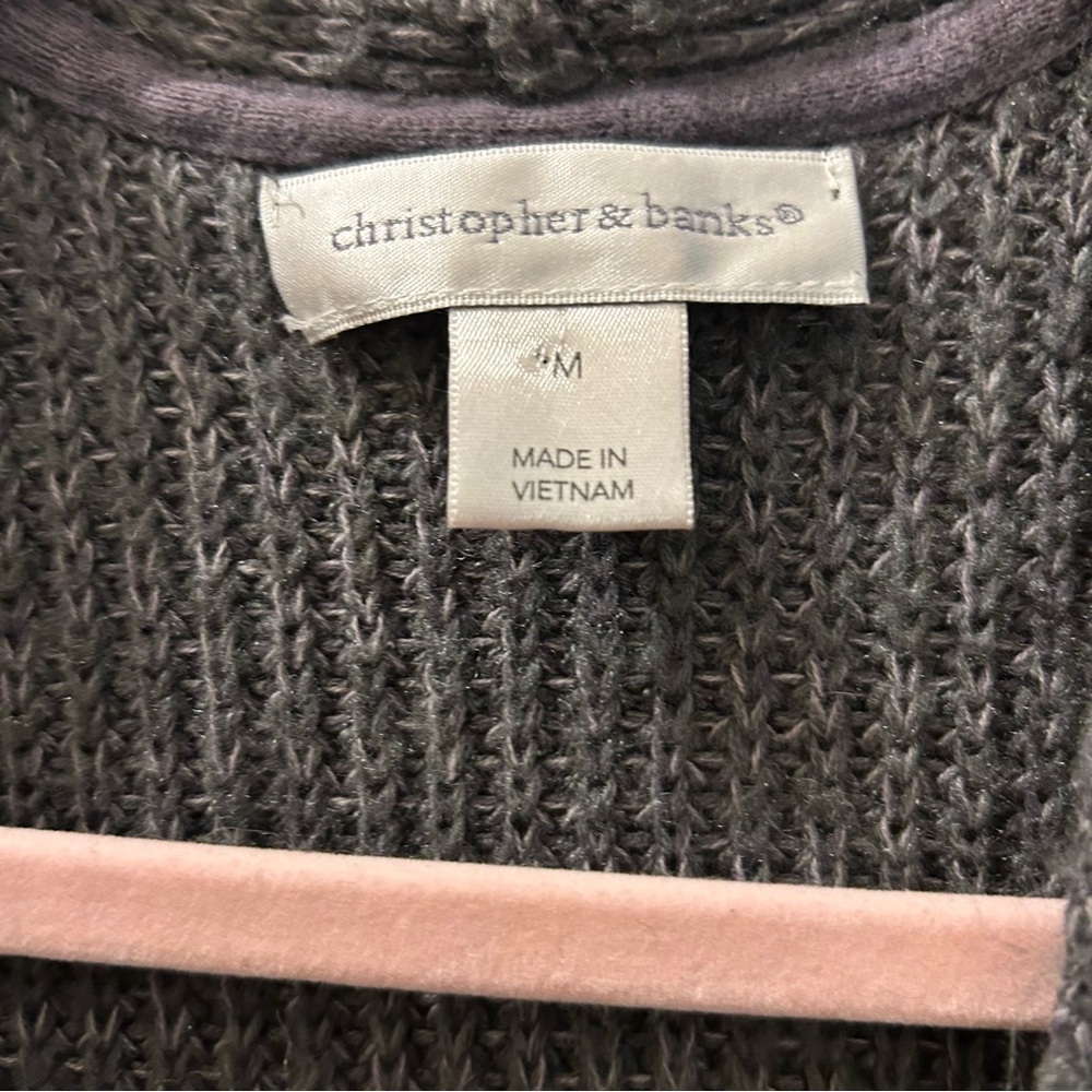 Christopher & Banks Charcoal Open Front Sweater Vest - Picture 2 of 7